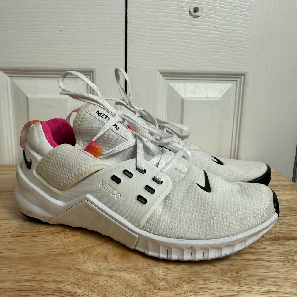 Nike Free Metcon 3 Size 7.5 White Pink Training Gym Shoes CD8526-100 Athleisure